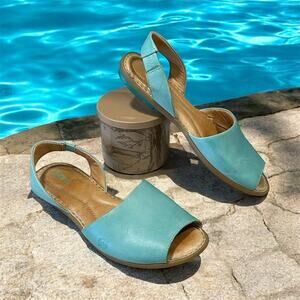 Born Women’s Size 8M Inlet Teal Green Leather Slingback Sandals Slip On Shoes